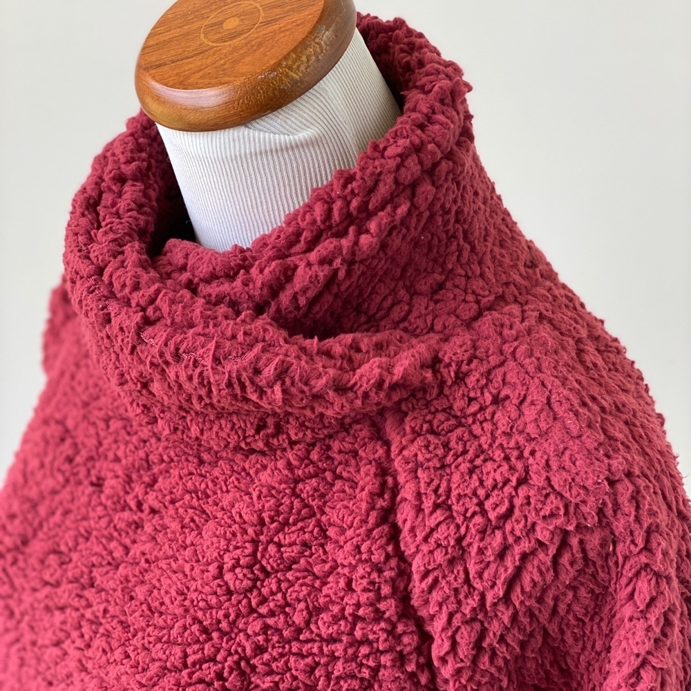 NWT High Neck Teddy Fleece maroon cuddly XL - Picture 2 of 11